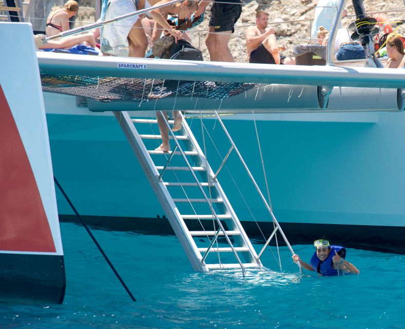 Alcudia: Sunset Catamaran Tour with Dinner and Snorkeling - The Main Cove Stop: Paddleboard, Kayak, and Netside Time