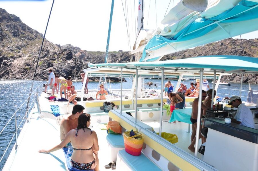From Colònia de San Jordi : Catamaran Cruise to Es Trenc - Anchor stop 1 (Cala Marmols or Es Caragol): swim, snorkel, repeat