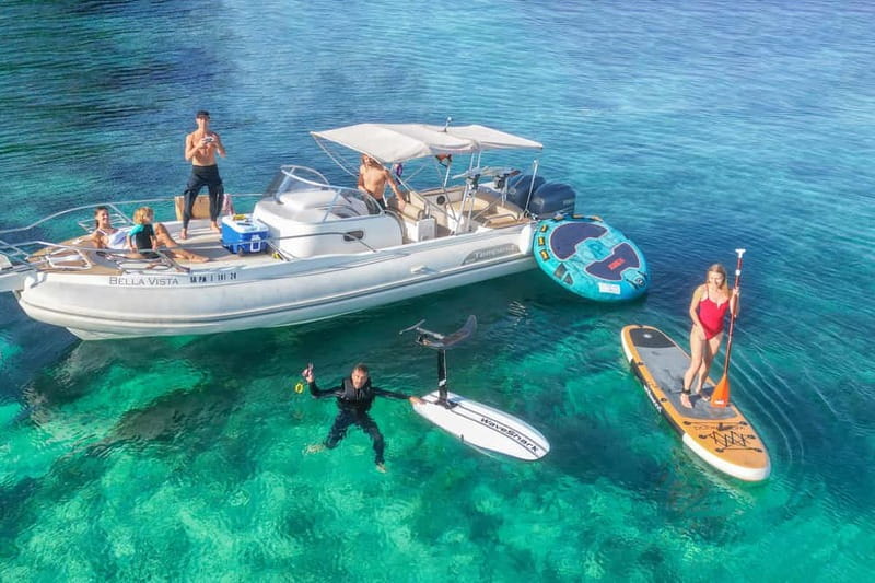 Mallorca: Private Watersports Boat. LUNCH Drinks SUP, Tubing - The two timing options: choose your vibe