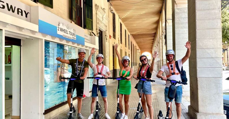 Palma: Guided 1.5 H city tour on Electric scooter - Parc de la Mar: Cathedral and Royal Palace views over the bay